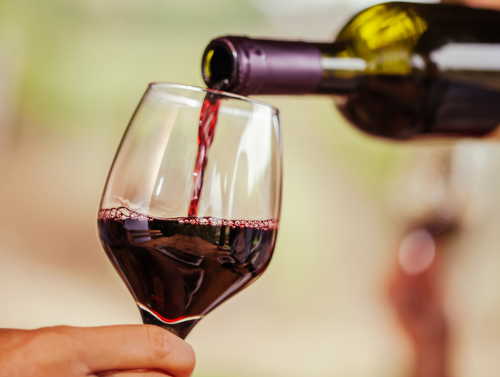 Pouring a glass of wine